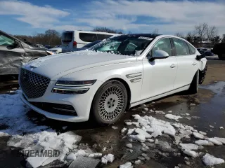 2022 Genesis G80 2.5T with VIN KMTGB4SC3NU092276, listed as a Copart auction lot 45701605 with 22,881 mi miles and Salvage Title. Bid and sale history available at carsss.com. Image 1.