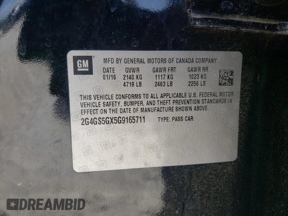 2016 Buick Regal Premium II z VIN 2G4GS5GX5G9165711, wystawiony jako Copart lot #57128855 z przebiegiem 109 474 mil mil oraz Szkoda całkowita • Salvage title. Historia ofert i sprzedaży dostępna na DreamBid. Obrazek 12.