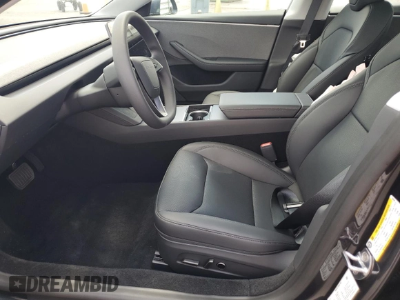 2025 Tesla Model 3 Long Range with VIN 5YJ3E1EA1SF938356, listed as a Copart auction lot 50609695 with 807 mi miles and Salvage Title. Bid and sale history available at DreamBid. Image 7.