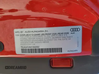 2021 Audi TT z VIN TRUAEAFV8M1002552, wystawiony jako Copart lot #56398935 z przebiegiem 29 150 mil mil oraz Szkoda całkowita • Salvage title. Historia ofert i sprzedaży dostępna na DreamBid. Obrazek 12.