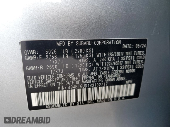 2025 Subaru Outback Wilderness with VIN 4S4BTGUD1S3102717, listed as a Copart auction lot 87451924 with 6,085 mi miles and Salvage Title. Bid and sale history available at carsss.com. Image 14.