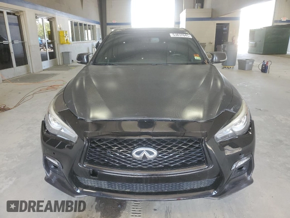 2018 Infiniti Q50 Red Sport 400 with VIN JN1FV7AP3JM461660, listed as a Copart auction lot 53837645 with 111,441 mi miles and Clean title. Bid and sale history available at DreamBid. Image 5.