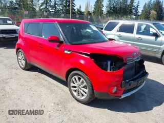 2018 Kia Soul + with VIN KNDJP3A56J7562327, listed as a IAAI auction lot 42014736 with 34,260 mi miles. Bid and sale history available at carsss.com. Image 1.