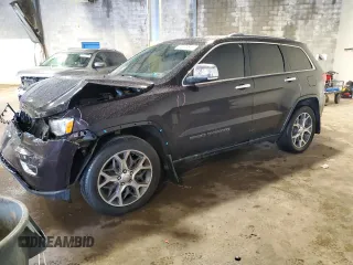 2019 Jeep Grand Cherokee Limited with VIN 1C4RJEBG2KC689827, listed as a Copart auction lot 56872615 with 96,376 mi miles and Salvage title. Bid and sale history available at DreamBid. Image 1.