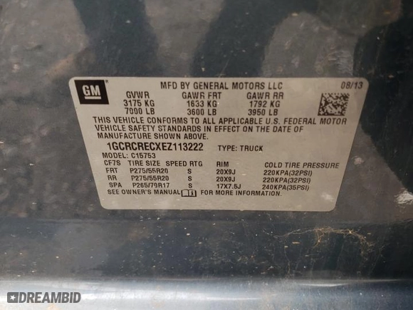 2014 Chevrolet Silverado 1500 LT with VIN 1GCRCRECXEZ113222, listed as a Copart auction lot 49881825 with 128,088 mi miles and Salvage Title. Bid and sale history available at carsss.com. Image 12.