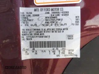 2005 Ford F-250 XL with VIN 1FTSX21P75EB10615, listed as a Copart auction lot 61637255 with 188,814 mi miles and Clean title. Bid and sale history available at DreamBid. Image 12.