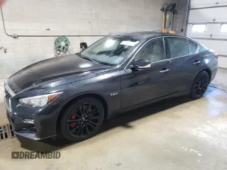 2020 Infiniti Q50 Red Sport 400 with VIN JN1FV7AR5LM660326, listed as a Copart auction lot 50599215 with 77,739 mi miles and Salvage Title. Bid and sale history available at carsss.com. Image 1.