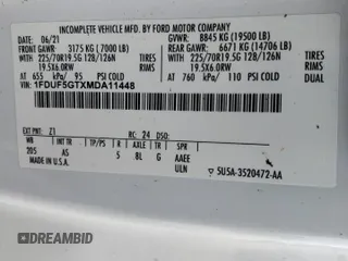 2021 Ford F-550 XL with VIN 1FDUF5GTXMDA11448, listed as a Copart auction lot 86927474 with Not Provided miles and Non Repairable. Bid and sale history available at carsss.com. Image 13.