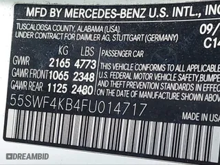 2015 Mercedes-Benz C-Class C 300 Luxury with VIN 55SWF4KB4FU014717, listed as a IAAI auction lot 41606982 with 240,920 mi miles. Bid and sale history available at carsss.com. Image 9.