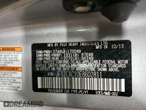 2014 Subaru BRZ Limited with VIN JF1ZCAC10E8602811, listed as a Copart auction lot 76318524 with 76,955 mi miles and Non repairable. Bid and sale history available at DreamBid. Image 12.