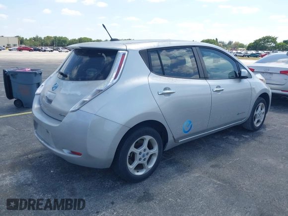 2011 Nissan LEAF SL-e with VIN JN1AZ0CP5BT006027, listed as a IAAI auction lot 42087275 with 91,258 mi miles and . Bid and sale history available at DreamBid. Image 4.