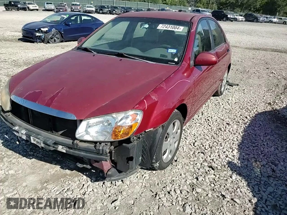 2009 Kia Spectra EX with VIN KNAFE221595630820, listed as a Copart auction lot 72431004 with 136,469 mi miles and Salvage Title. Bid and sale history available at carsss.com. Image 11.