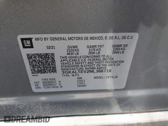 2021 GMC Terrain SLE с VIN 3GKALTEV2ML366718, выставлен на аукционе IAAI как лот 42378412 с пробегом 20 075 миль миль и . История ставок и продаж доступна на DreamBid. Изображение 9.