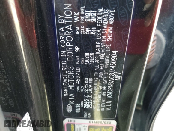 2018 Kia Sportage EX z VIN KNDPN3AC8J7450904, wystawiony jako Copart lot #76091074 z przebiegiem 104 850 mil mil oraz Szkoda całkowita • Salvage title. Historia ofert i sprzedaży dostępna na DreamBid. Obrazek 13.