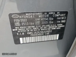 2022 Hyundai Sonata SEL with VIN KMHL14JA2NA209651, listed as a Copart auction lot 53976695 with 23,275 mi miles and Salvage Title. Bid and sale history available at carsss.com. Image 12.