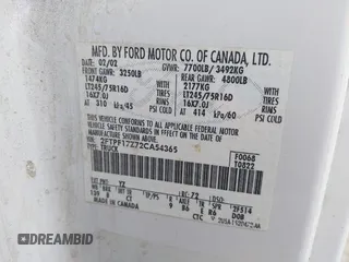 2002 Ford F-150 XL with VIN 2FTPF17Z72CA54365, listed as a IAAI auction lot 42079087 with Not provided miles and . Bid and sale history available at DreamBid. Image 9.