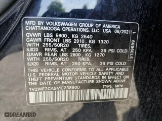 2021 Volkswagen Atlas Cross Sport 3.6L V6 SE w/Technology with VIN 1V2WE2CA9MC238900, listed as a Copart auction lot 71105294 with 0 mi miles and Salvage Title. Bid and sale history available at carsss.com. Image 13.