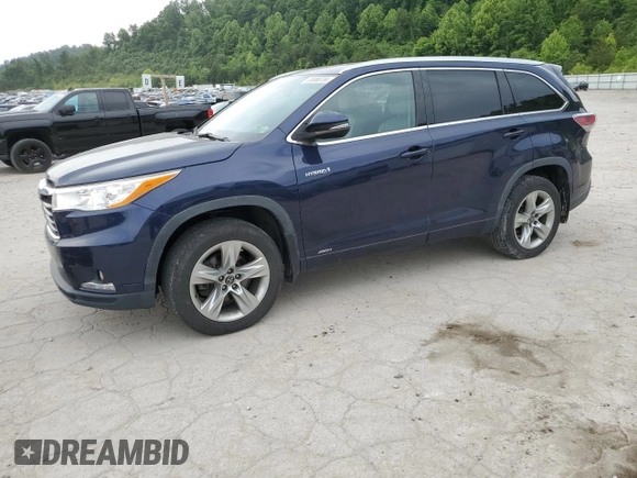 2016 Toyota Highlander Hybrid Limited with VIN 5TDDCRFH5GS016938, listed as a Copart auction lot 55999704 with 64,753 mi miles. Bid and sale history available at carsss.com. Image 1.