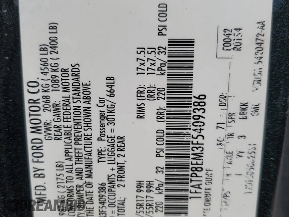 2015 Ford Mustang V6 z VIN 1FATP8EM3F5409386, wystawiony jako Copart lot #56247185 z przebiegiem 197 940 mil mil oraz Szkoda całkowita • Salvage title. Historia ofert i sprzedaży dostępna na DreamBid. Obrazek 12.