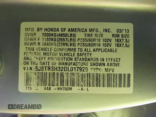 2013 Acura RDX with VIN 5J8TB3H32DL017928, listed as a IAAI auction lot 40953295 with 149,090 mi miles and . Bid and sale history available at carsss.com. Image 9.