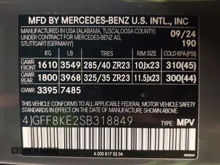 2025 Mercedes-Benz GLS 63 AMG with VIN 4JGFF8KE2SB318849, listed as a IAAI auction lot 41427082 with 442 mi miles and . Bid and sale history available at DreamBid. Image 9.
