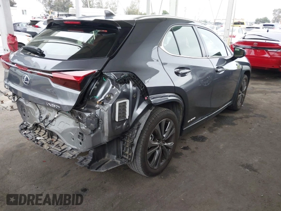 2020 Lexus UX 250h F Sport with VIN JTHR9JBH0L2025493, listed as a IAAI auction lot 42175227 with 18,315 mi miles and . Bid and sale history available at DreamBid. Image 4.