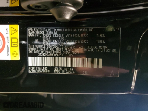 2017 Lexus RX with VIN 2T2BZMCA6HC076913, listed as a Copart auction lot 35867803 with 44,681 mi miles. Bid and sale history available at carsss.com. Image 13.