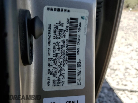 2010 Toyota Corolla with VIN 1NXBU4EE5AZ313656, listed as a Copart auction lot 54169735 with 0 mi miles and Clean Title. Bid and sale history available at carsss.com. Image 12.