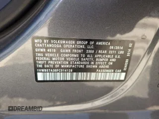 2015 Volkswagen Passat SE with VIN 1VWBS7A35FC014128, listed as a Copart auction lot 51010485 with 154,263 mi miles and Salvage title. Bid and sale history available at DreamBid. Image 12.