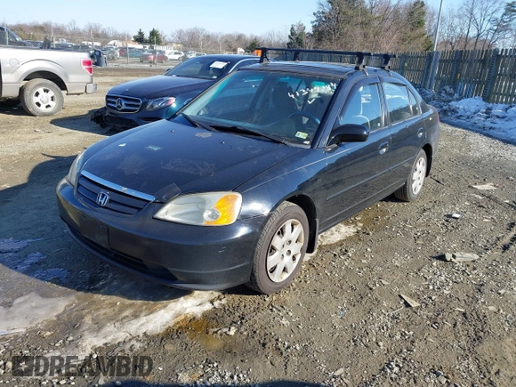 2001 Honda Civic EX with VIN 1HGES25781L045142, listed as a IAAI auction lot 41349284 with 368,806 mi miles. Bid and sale history available at carsss.com. Image 2.