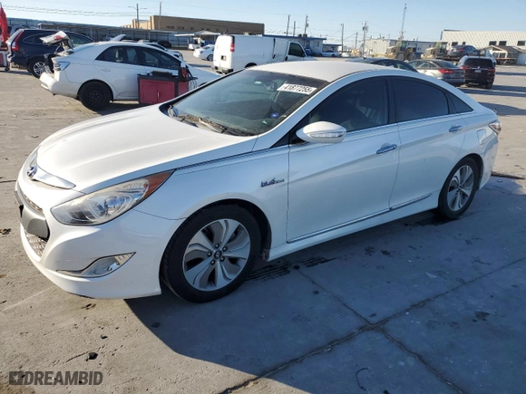 2013 Hyundai Sonata Hybrid with VIN KMHEC4A4XDA090310, listed as a Copart auction lot 41877255 with 167,329 mi miles and Salvage Title. Bid and sale history available at carsss.com. Image 1.