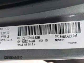 2012 Chrysler 200 Limited with VIN 1C3CCBCB4CN191088, listed as a IAAI auction lot 41629577 with 187,331 mi miles. Bid and sale history available at carsss.com. Image 9.