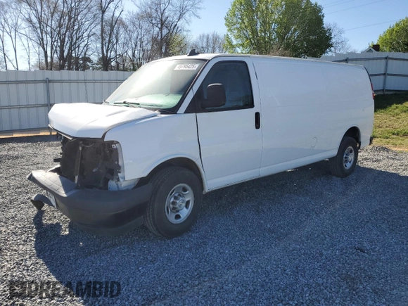 2021 Chevrolet Express Cargo with VIN 1GCWGBFP9M1229797, listed as a Copart auction lot 49795425 with 149,058 mi miles and Salvage title. Bid and sale history available at DreamBid. Image 1.