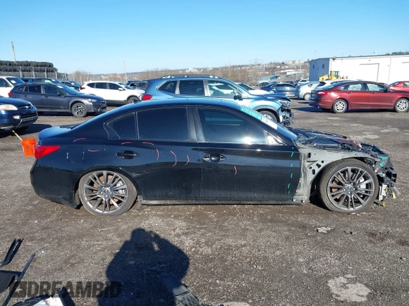 2016 Infiniti Q50 3.0t Red Sport 400 with VIN JN1FV7AR9GM451130, listed as a IAAI auction lot 41847805 with 89,146 mi miles. Bid and sale history available at carsss.com. Image 14.