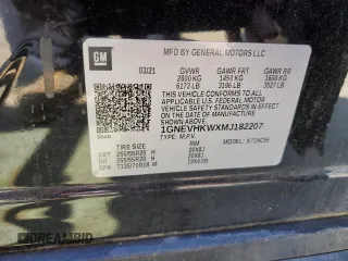 2021 Chevrolet Traverse LT z VIN 1GNEVHKWXMJ182207, wystawiony jako Copart lot #59091445 z przebiegiem 78 543 mil mil oraz Szkoda całkowita • Salvage title. Historia ofert i sprzedaży dostępna na DreamBid. Obrazek 14.