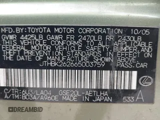 2006 Lexus IS 250 z VIN JTHBK262665003759, wystawiony jako IAAI lot #42134225 z przebiegiem 251 742 mil mil oraz . Historia ofert i sprzedaży dostępna na DreamBid. Obrazek 9.