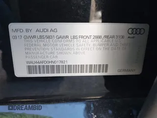 2017 Audi A8 with VIN WAU44AFD0HN017821, listed as a IAAI auction lot 41676097 with 107,378 mi miles and . Bid and sale history available at DreamBid. Image 9.