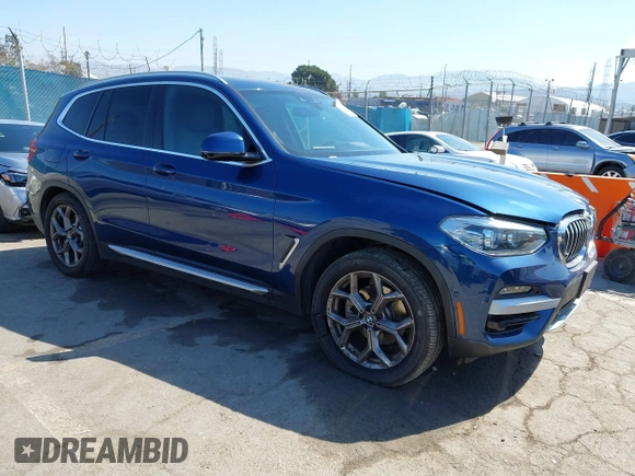 2020 BMW X3 sDrive30i with VIN 5UXTY3C05L9D42497, listed as a IAAI auction lot 42131413 with 41,538 mi miles and . Bid and sale history available at DreamBid. Image 1.