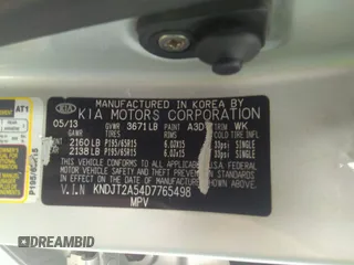 2013 Kia Soul with VIN KNDJT2A54D7765498, listed as a IAAI auction lot 36541193 with 123,835 mi miles and . Bid and sale history available at DreamBid. Image 9.