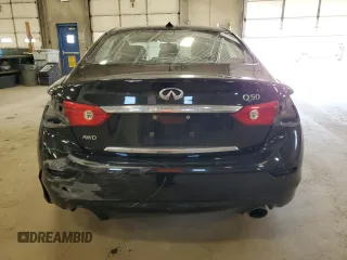 2014 Infiniti Q50 Premium with VIN JN1BV7ARXEM695977, listed as a Copart auction lot 52209795 with 100,700 mi miles and Salvage Title. Bid and sale history available at DreamBid. Image 6.