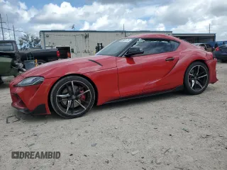 2021 Toyota GR Supra 3.0 with VIN WZ1DB0C06MW034973, listed as a Copart auction lot 59901174 with 0 mi miles and Salvage Title. Bid and sale history available at carsss.com. Image 1.