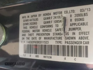 2013 Acura TSX Technology z VIN JH4CU2F63DC011523, wystawiony jako IAAI lot #40756197 z przebiegiem 76 974 mil mil oraz . Historia ofert i sprzedaży dostępna na DreamBid. Obrazek 9.