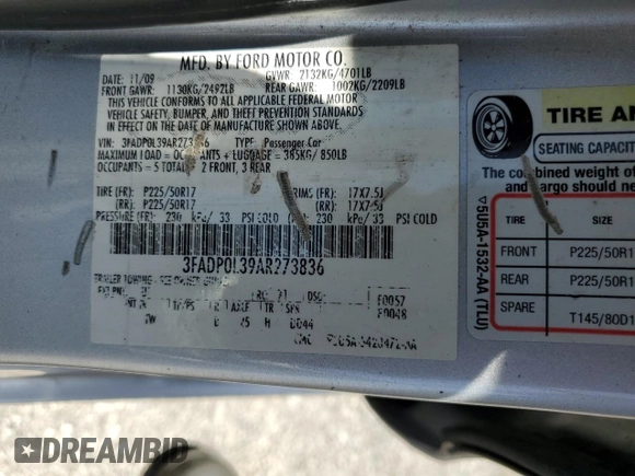 2010 Ford Fusion Hybrid z VIN 3FADP0L39AR273836, wystawiony jako Copart lot #54815095 z przebiegiem 245 960 mil mil oraz Czysty tytuł • Clean title. Historia ofert i sprzedaży dostępna na DreamBid. Obrazek 12.