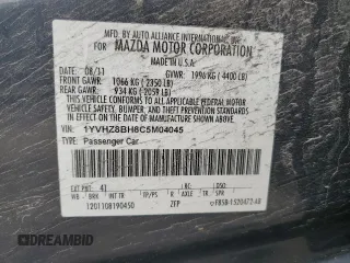 2012 Mazda 6 i Sport with VIN 1YVHZ8BH8C5M04045, listed as a Copart auction lot 60574725 with 178,156 mi miles and Non repairable. Bid and sale history available at DreamBid. Image 12.