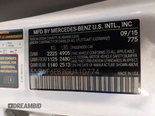 2016 Mercedes-Benz C 450 AMG with VIN 55SWF6EB2GU110774, listed as a IAAI auction lot 42239393 with 41,237 mi miles and . Bid and sale history available at DreamBid. Image 9.