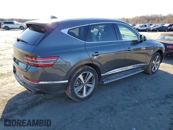 2022 Genesis GV80 Advanced Plus with VIN KMUHCESC4NU075604, listed as a Copart auction lot 81879594 with 34,330 mi miles and Salvage title. Bid and sale history available at DreamBid. Image 3.