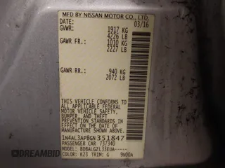 2016 Nissan Altima S with VIN 1N4AL3AP8GN351847, listed as a IAAI auction lot 41977201 with 167,062 mi miles and . Bid and sale history available at DreamBid. Image 9.