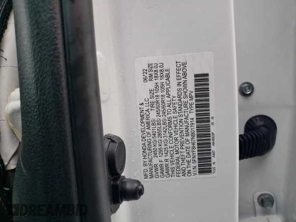 2022 Honda Passport TrailSport z VIN 5FNYF8H67NB017914, wystawiony jako Copart lot #43468345 z przebiegiem 35 560 mil mil oraz Szkoda całkowita • Salvage title. Historia ofert i sprzedaży dostępna na DreamBid. Obrazek 13.