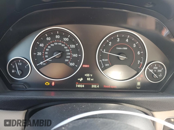 2017 BMW 3 Series 330e iPerformance with VIN WBA8E1C53HK480307, listed as a Copart auction lot 47618215 with 74,924 mi miles and Salvage Title. Bid and sale history available at carsss.com. Image 9.