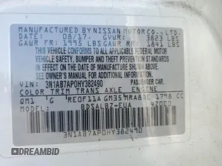 2017 Nissan Sentra S z VIN 3N1AB7AP0HY382490, wystawiony jako Copart lot #59238945 z przebiegiem 134 336 mil mil oraz Szkoda całkowita • Salvage title. Historia ofert i sprzedaży dostępna na DreamBid. Obrazek 12.
